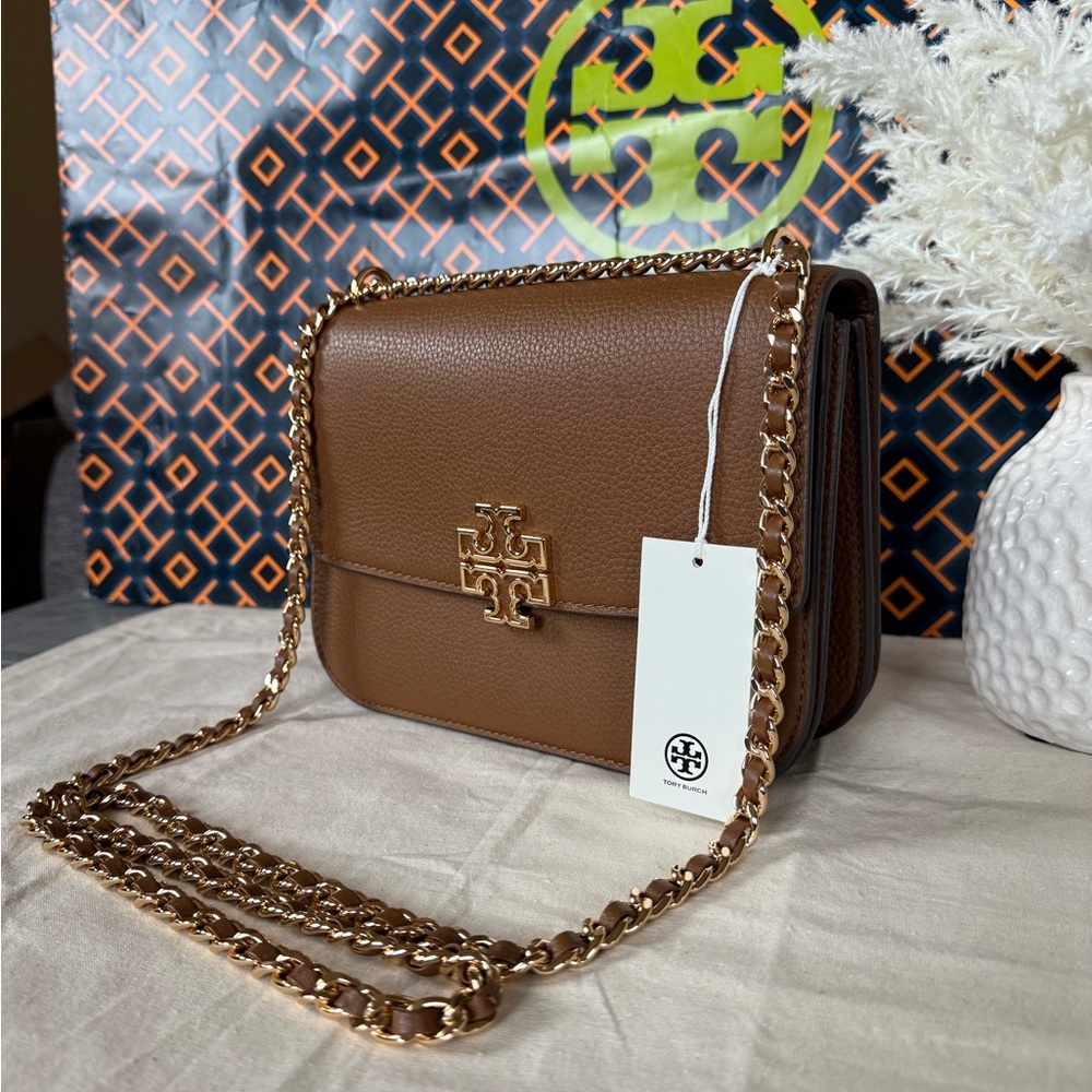 NWT Tory Burch Britten Small Adjustable Shoulder Bag 140987 Moose $575